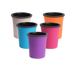 Harshdeep Oslo Self-Watering Planters (11cm) – 5-Piece Vibrant Multicolour Set