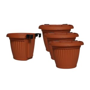 Harshdeep Bello Wall-Hanging Planters (20cm) – Vibrant 4-Piece Railing Set