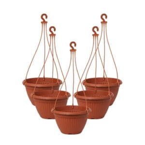 Harshdeep Bello Hanging Planters (25cm) – Modern 5-Piece Blue Set with Drainage