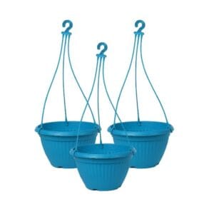 Harshdeep Bello Hanging Planters (25cm) – Modern 3-Piece Blue Set with Drainage