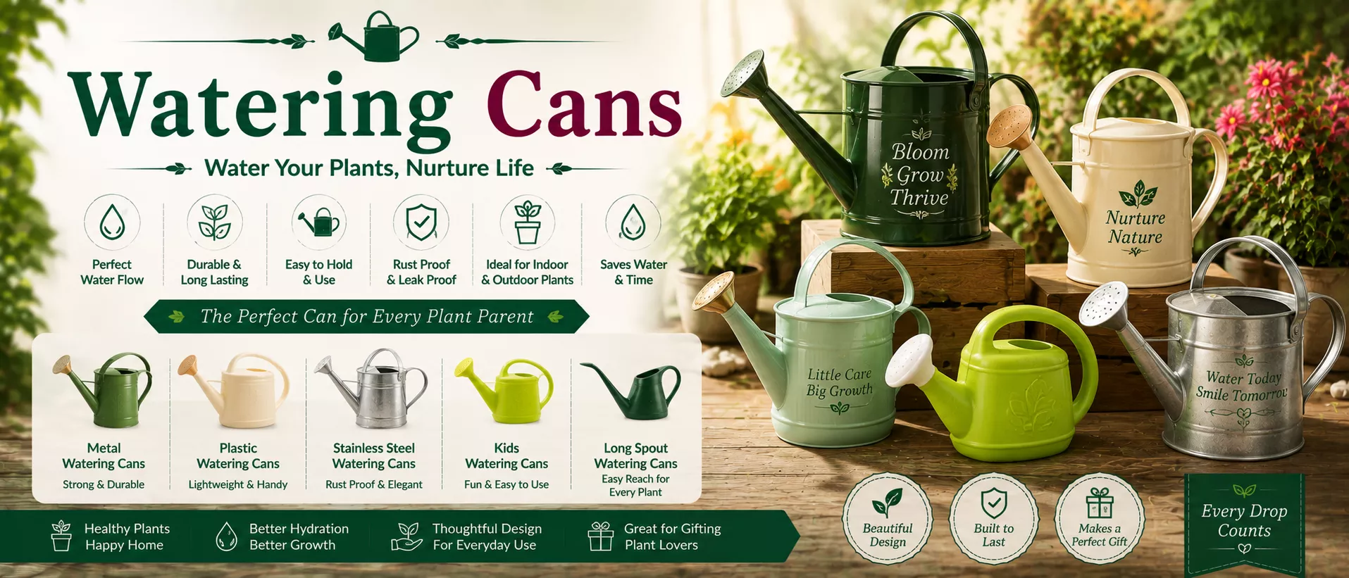 watering cans